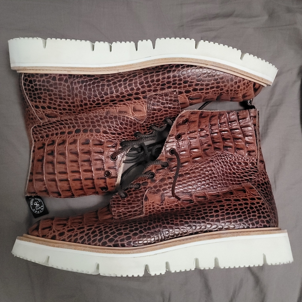 Trickers Todd Snyder NY Leather Croc Boots Burford Brown Made In England UK11
